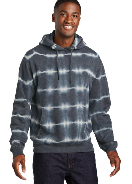 Port & Co™ Allover Stripe Tie-Dye Fleece PC143 - Graphite/ Light Grey | Port & Co