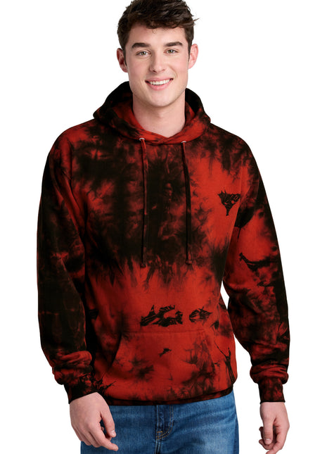Port & Co™ Crystal Tie-Dye Pullover Hoodie PC144 - Black/ Red | Port & Co