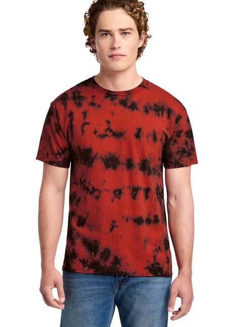 Port & Co™ Crystal Tie-Dye Tee PC145 - Black/ Red | Port & Co