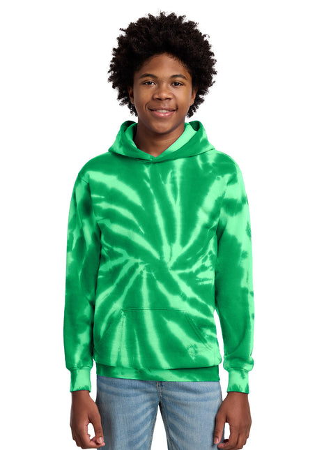 Port & Co™ Youth Tie-Dye Pullover Hooded Sweatshirt. PC146Y - Kelly | Port & Co