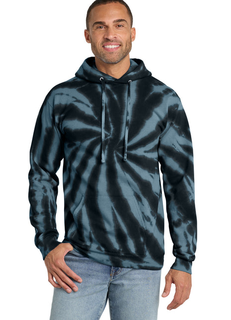 Port & Co™ Tie-Dye Pullover Hooded Sweatshirt. PC146 - Black | Port & Co