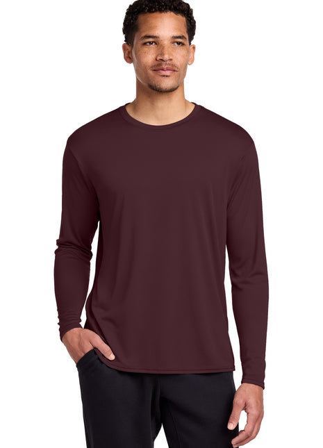 Port & Co™ Long Sleeve Performance Tee. PC380LS - Athletic Maroon | Port & Co