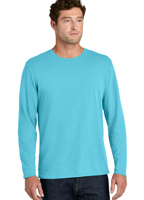 Port & Co™ Easy Cotton Long Sleeve Tee PC43LS - Aquatic Blue | Port & Co