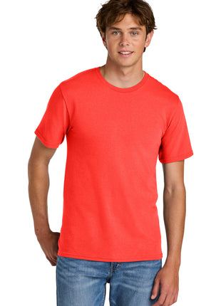 Port & Co™ Easy Cotton Tee PC43 - Neon Electric Coral | Port & Co