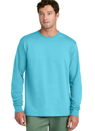 Port & Co™ Long Sleeve Core Cotton Tee. PC54LS - Aquatic Blue | Port & Co