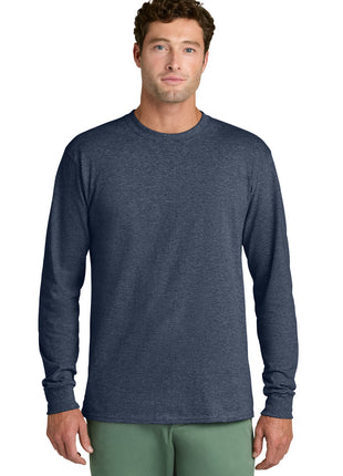 Port & Co™ Long Sleeve Core Cotton Tee. PC54LS - Heather Navy | Port & Co