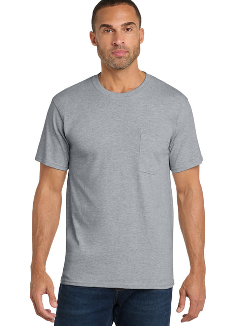 Port & Co™ Core Cotton Pocket Tee. PC54P - Athletic Heather | Port & Co