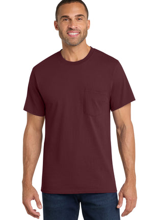Port & Co™ Core Cotton Pocket Tee. PC54P - Athletic Maroon | Port & Co