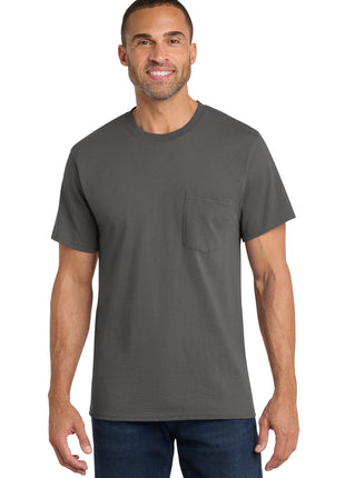 Port & Co™ Core Cotton Pocket Tee. PC54P - Charcoal | Port & Co