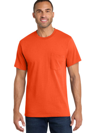 Port & Co™ Core Cotton Pocket Tee. PC54P - Orange | Port & Co