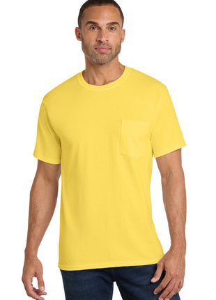 Port & Co™ Core Cotton Pocket Tee. PC54P - Yellow | Port & Co
