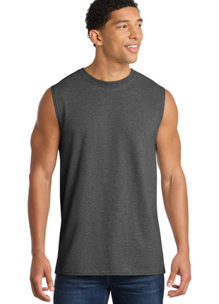 Port & Co™ Core Cotton Sleeveless Tee. PC54SL - Dark Heather Grey | Port & Co