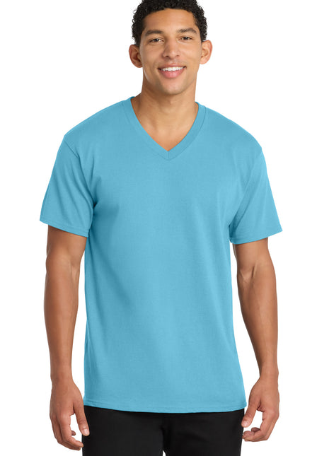 Port & Co™ Core Cotton V-Neck Tee. PC54V - Aquatic Blue | Port & Co