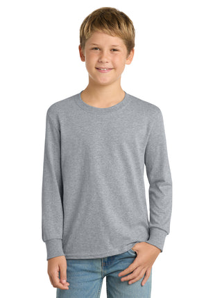Port & Co™ Youth Long Sleeve Core Cotton Tee. PC54YLS - Athletic Heather | Port & Co
