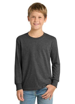 Port & Co™ Youth Long Sleeve Core Cotton Tee. PC54YLS - Dark Heather Grey | Port & Co