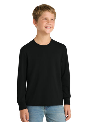 Port & Co™ Youth Long Sleeve Core Cotton Tee. PC54YLS - Jet Black | Port & Co