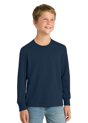 Port & Co™ Youth Long Sleeve Core Cotton Tee. PC54YLS - Navy | Port & Co