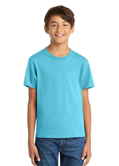 Port & Co™ Youth Core Cotton Tee. PC54Y - Aquatic Blue | Port & Co