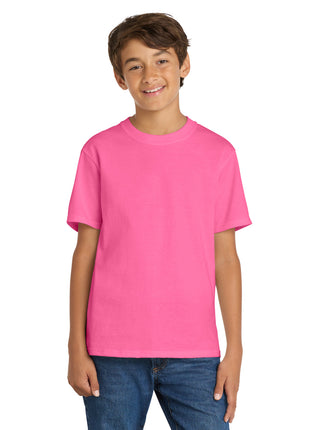 Port & Co™ Youth Core Cotton Tee. PC54Y - Neon Pink | Port & Co