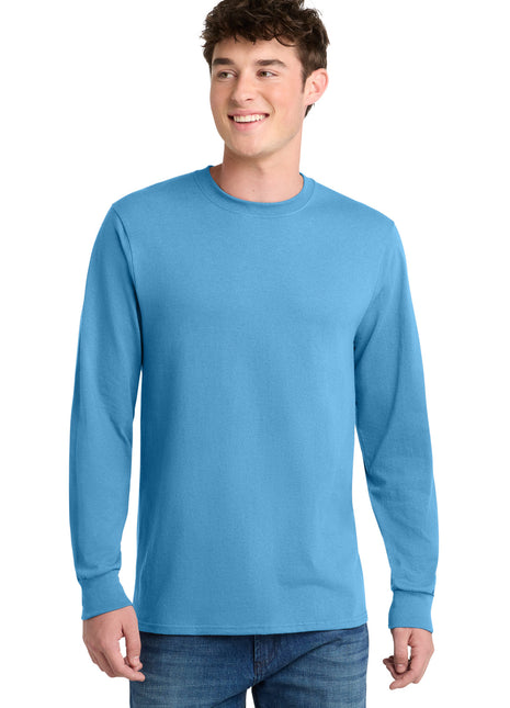 Port & Co™ Long Sleeve Core Blend Tee. PC55LS - Aquatic Blue | Port & Co
