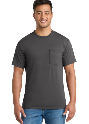 Port & Co™ Tall Core Blend Pocket Tee. PC55PT - Charcoal | Port & Co