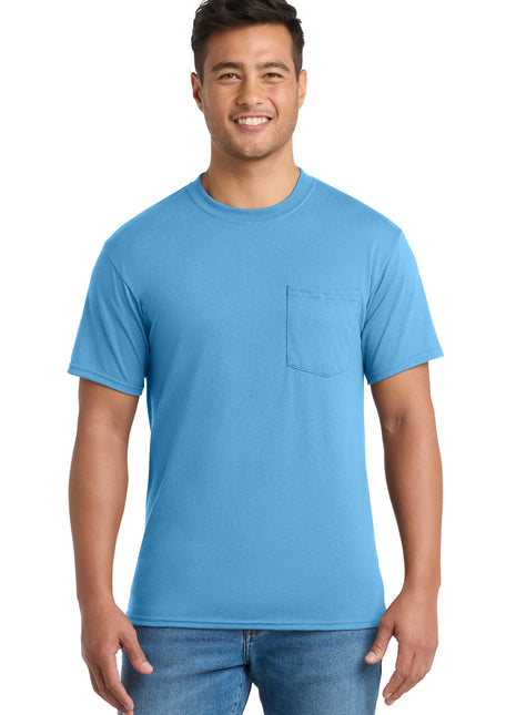 Port & Co™ Core Blend Pocket Tee. PC55P - Aquatic Blue | Port & Co
