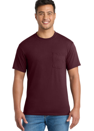 Port & Co™ Core Blend Pocket Tee. PC55P - Athletic Maroon | Port & Co