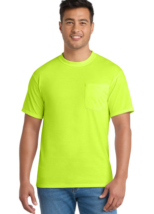 Port & Co™ Core Blend Pocket Tee. PC55P - Safety Green | Port & Co