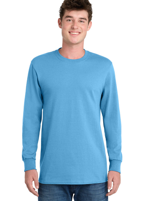 Port & Co™ Long Sleeve Essential Tee. PC61LS - Aquatic Blue | Port & Co