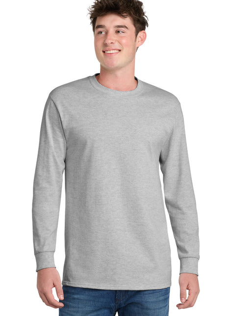Port & Co™ Long Sleeve Essential Tee. PC61LS - Ash | Port & Co