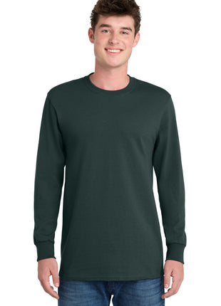 Port & Co™ Long Sleeve Essential Tee. PC61LS - Dark Green | Port & Co