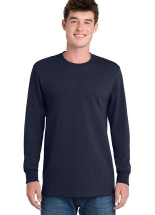 Port & Co™ Long Sleeve Essential Tee. PC61LS - Deep Navy | Port & Co