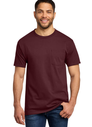 Port & Co™ Tall Essential Pocket Tee. PC61PT - Athletic Maroon | Port & Co