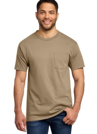 Port & Co™ Tall Essential Pocket Tee. PC61PT - Sand | Port & Co