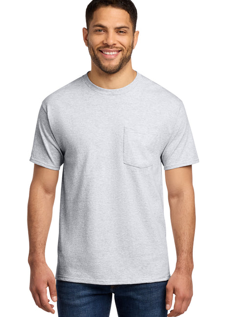 Port & Co™ Essential Pocket Tee. PC61P - Ash | Port & Co