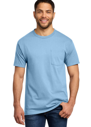 Port & Co™ Essential Pocket Tee. PC61P - Light Blue | Port & Co