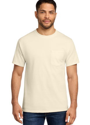 Port & Co™ Essential Pocket Tee. PC61P - Natural | Port & Co