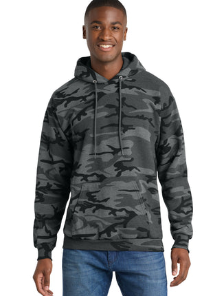 Port & Co™ Core Fleece Camo Pullover Hooded Sweatshirt. PC78HC - Black Heather Camo | Port & Co
