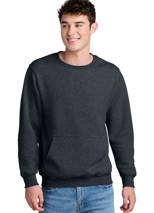 Port & Co™ Core Fleece Crewneck Pocket Sweatshirt PC78PKT - Dark Heather Grey | Port & Co