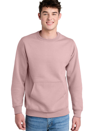 Port & Co™ Core Fleece Crewneck Pocket Sweatshirt PC78PKT - Pale Blush | Port & Co