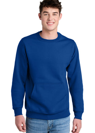 Port & Co™ Core Fleece Crewneck Pocket Sweatshirt PC78PKT - True Royal | Port & Co