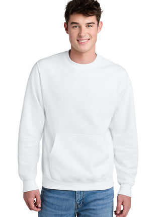 Port & Co™ Core Fleece Crewneck Pocket Sweatshirt PC78PKT - White | Port & Co