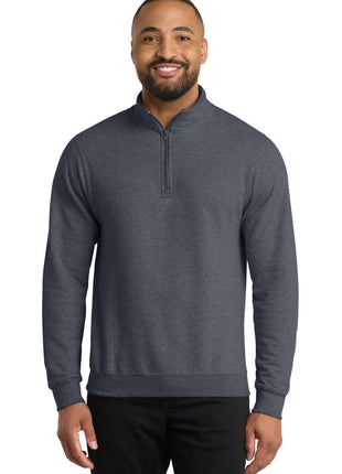 Port & Co™ Core Fleece 1/4-Zip Pullover Sweatshirt PC78Q - Heather Navy | Port & Co