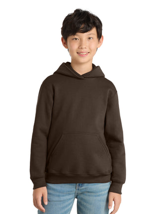 Port & Co™ Youth Core Fleece Pullover Hooded Sweatshirt PC78YH - Dark Chocolate Brown | Port & Co
