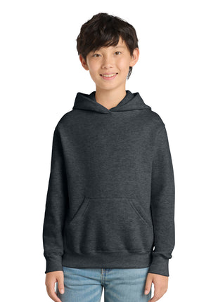 Port & Co™ Youth Core Fleece Pullover Hooded Sweatshirt PC78YH - Dark Heather Grey | Port & Co