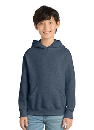 Port & Co™ Youth Core Fleece Pullover Hooded Sweatshirt PC78YH - Heather Navy | Port & Co