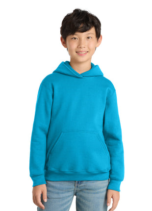 Port & Co™ Youth Core Fleece Pullover Hooded Sweatshirt PC78YH - Neon Blue | Port & Co