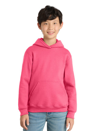 Port & Co™ Youth Core Fleece Pullover Hooded Sweatshirt PC78YH - Neon Pink | Port & Co