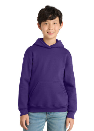 Port & Co™ Youth Core Fleece Pullover Hooded Sweatshirt PC78YH - Team Purple | Port & Co