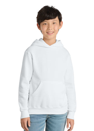 Port & Co™ Youth Core Fleece Pullover Hooded Sweatshirt PC78YH - White | Port & Co
